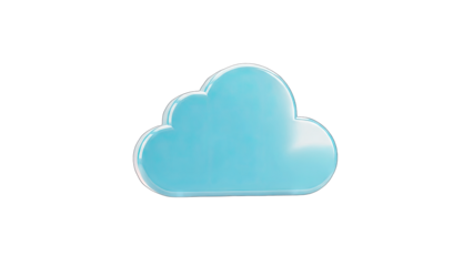 3D Cloud Icon Floating on White Background