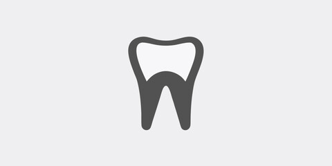 Simple illustration of a single human tooth on a light gray background