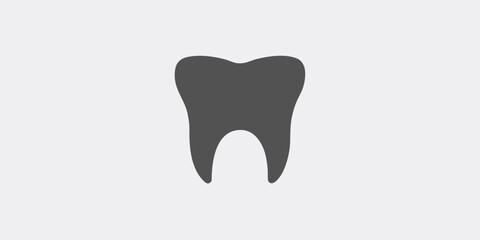 Simple illustration of a single dark gray tooth on a white background