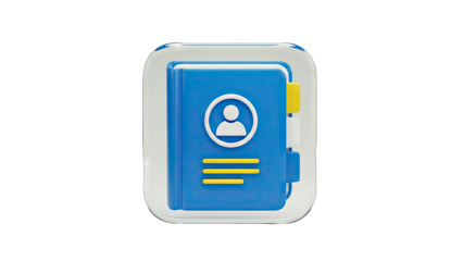 3D Contact Book Icon on White Background