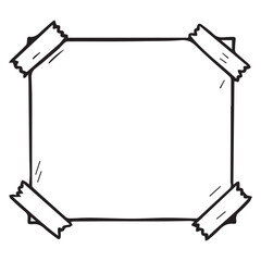 A simple vector illustration shows a sheet of paper taped on all sides, using minimal lines and clean shapes to represent notes, reminders, creativity, and casual everyday design elements.