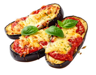 Italian eggplant Melanzane alla parmigiana isolated on 