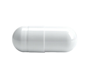 Close-up of a white, cylindrical pill capsule against a dark background