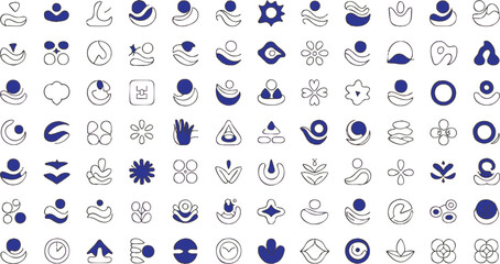 Minimalist Abstract Logo Elements and Organic Shape Icon Collection