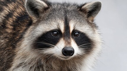 Close-up of a Raccoon with Striking Facial Features and Fur