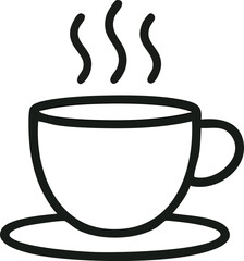 Minimal line icon of a hot coffee cup with steam
