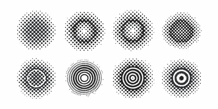 Arrangement of halftone dot patterns in circular and spiral formations