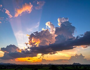 Cloud the evening sky at sunset
