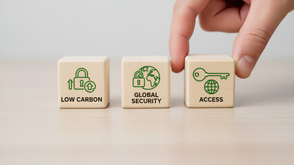 &ldquo;Sustainable Business Icons: Low Carbon, Global Reach, and Accessibility (Set of 49 Blocks)&rdquo;
