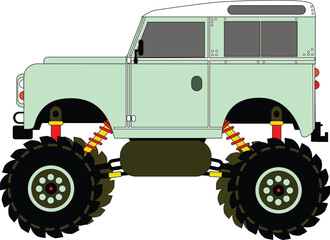Big and fat tire vehicle monster truck off road racing pickup minibus van military old classic car © Tjen Khong Wie