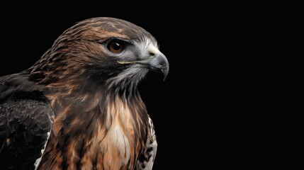 Majestic Hawk with Stunning Plumage Against a Black Background
