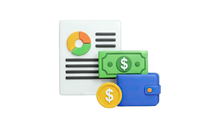 Financial Report with Money and Wallet Concept