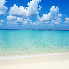 Obraz premium Serene beach scene with clear turquoise water and blue sky
