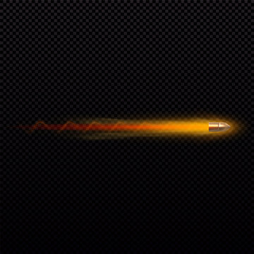 Golden bullet with a fiery trail, smoke, and a bright glow effect.