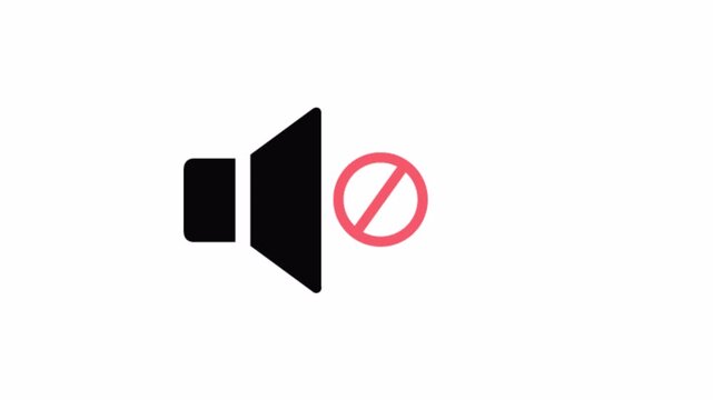 Mute speaker volume icon template animation on transparent background, silent no sound speaker volume animated with alpha channel.