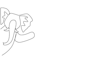 Obraz premium Continuous line drawing of an elephant waving its trunk in a cheerful gesture, designed as an animal concept artwork for Say Hi Day, representing wisdom, friendship, and celebration.