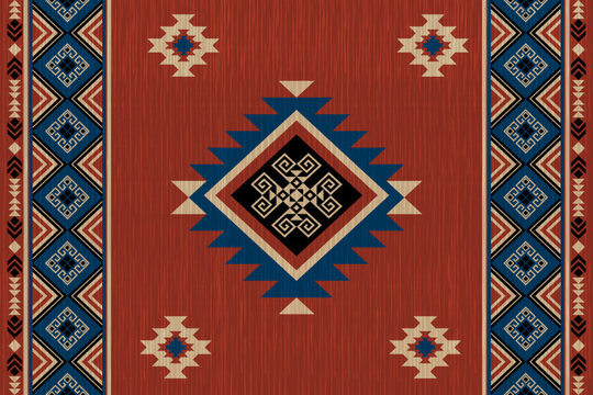 Rug pattern. Carpet design.Navajo pattern Native America South Western ethnic decor style. tribal vector seamless pattern. Indian ornament Boho geometric ornament,orientel, rug,Woven carpet.