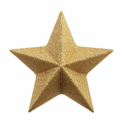 Fototapeta premium 3D golden glitter star ornament, isolated on transparent background.