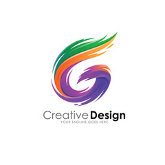 Modern Abstract Letter G Logo with Colorful Gradient Brush Strokes