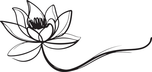 A lotus symbol. Water lily in editable stroke. Doodle contour vector illustration.