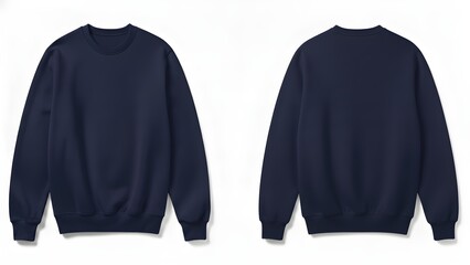 Navy Blue Crewneck Sweatshirt Mockup - Front and Back View