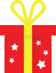 Red Christmas Gift Box with Star Decorations