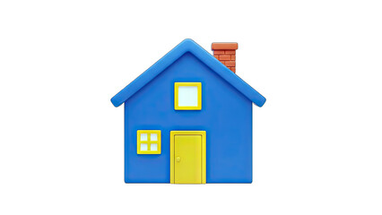 Cartoon Blue House with Yellow Door and Windows