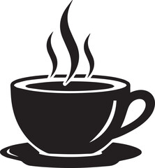 Coffee cup with steam icon silhouette on a white background