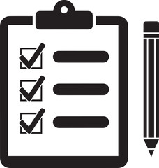 clipboard checklist with pencil silhouette on a white background