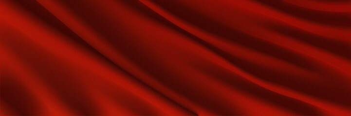 Red wavy fabric background. Rippled cloth surface © Kavik