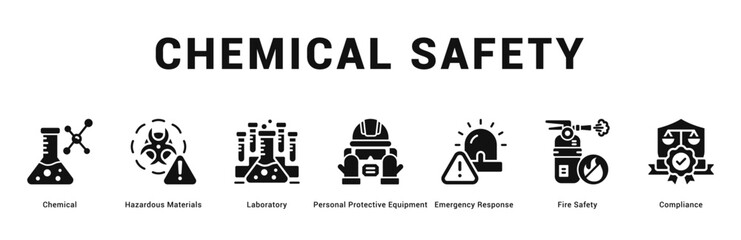 Chemical Safety Modern and clean web banner illustration featuring thematic icons for visual communication