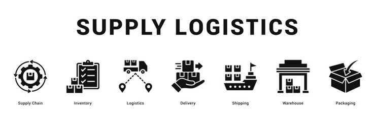 Supply Logistics Modern and clean web banner illustration featuring thematic icons for visual communication