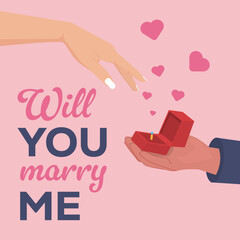 illustration design hand of men give ring to propose