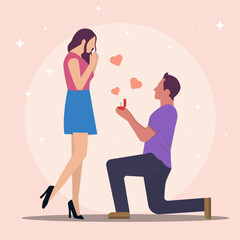 flat design illustration a man propose to marry with him