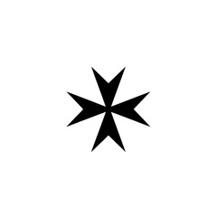 Black Maltese Cross Symbol Isolated on White Background
