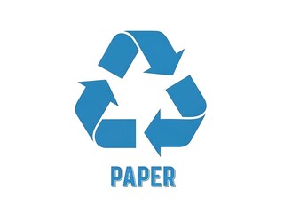 Blue Recycling Symbol with Paper Text