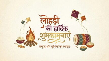 Lohri wishes poster for Lohri 2026