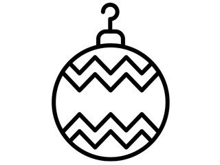 Christmas Ornament Bauble Line Icon with Zigzag Pattern