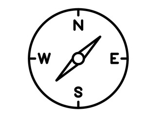 Compass Navigation Line Icon with Cardinal Directions
