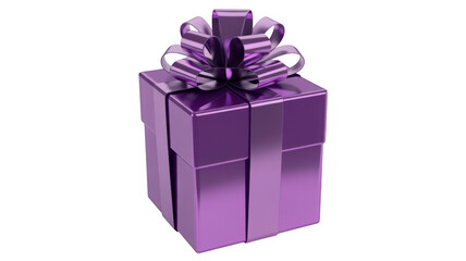 Obraz premium Purple Gift Box with Ribbon and Bow isolated on a transparent background