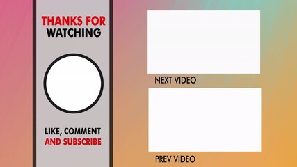 Youtube end screen template with viewer options. Perfect for video creators looking to engage and direct their audience effectively.