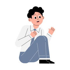 Relaxed Student Sitting Crossed Leg