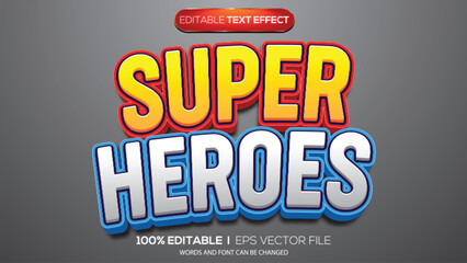 3d text effect super heroes theme