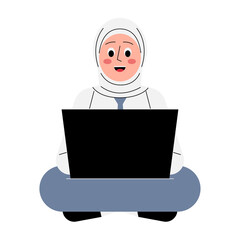 Student Sitting CrossLegged With Laptop