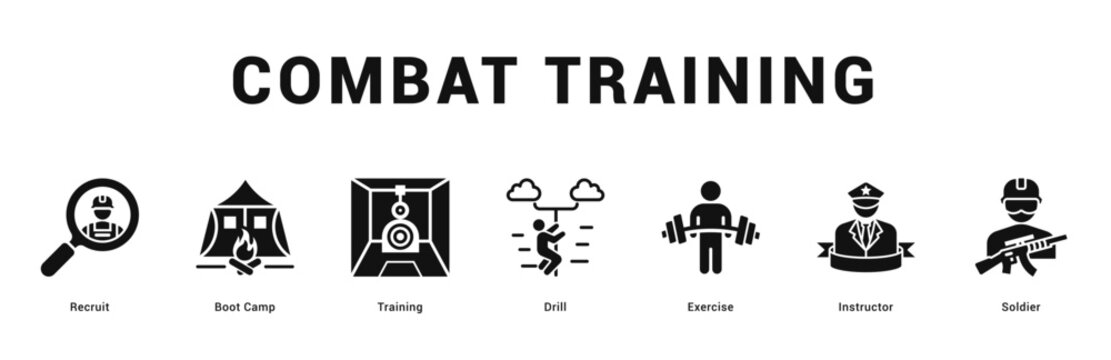 Combat Training Modern and clean web banner illustration featuring thematic icons for visual communication