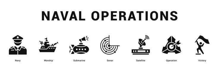 Naval Operations Modern and clean web banner illustration featuring thematic icons for visual communication © Mia