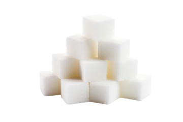 Sugar Cubes Composition: A precise arrangement of pure, white sugar cubes forms a perfect tower. A simple image of an essential kitchen element.