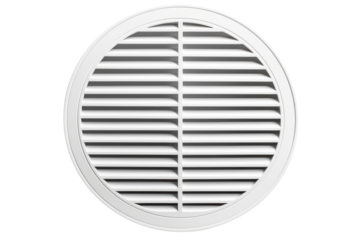 Circular Ventilation Design: a minimalist architectural photograph of a circular ventilation element, the clean lines and white material conveying a sense of modern engineering and design