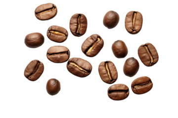 Roasted Coffee Beans: A collection of rich, roasted coffee beans scattered across a surface, ready to be brewed into the perfect cup, offering a sensory experience for coffee lovers.
