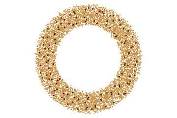 Obraz premium Abstract circular ring pattern created with scattered brown and dark particles